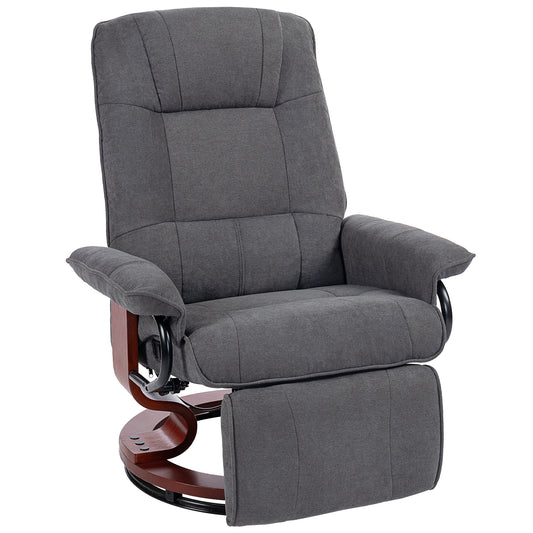 Photo of HOMCOM Reclining Swivel Chair, with Footrest - Grey in Grey colour on a white background
