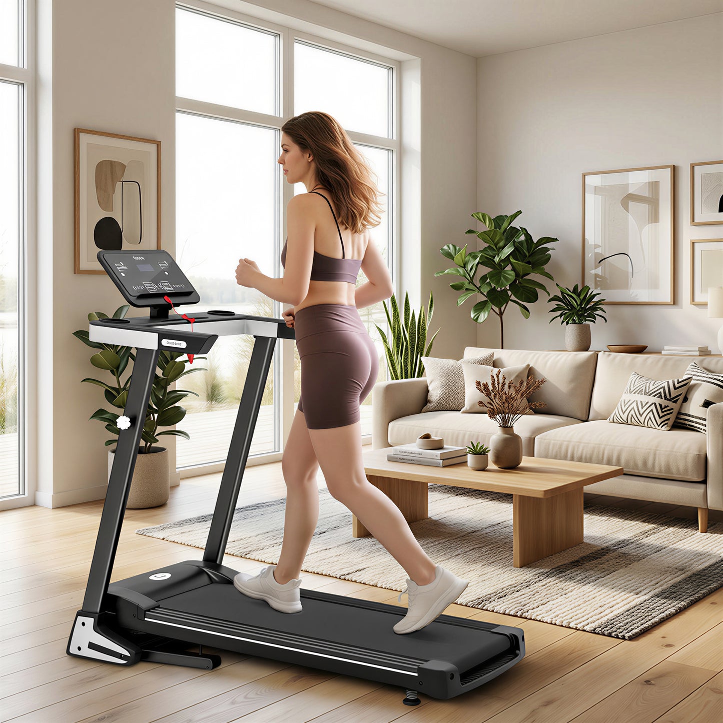 HOMCOM Motorised Folding Treadmill with 500W & LED Screen for Home, Black