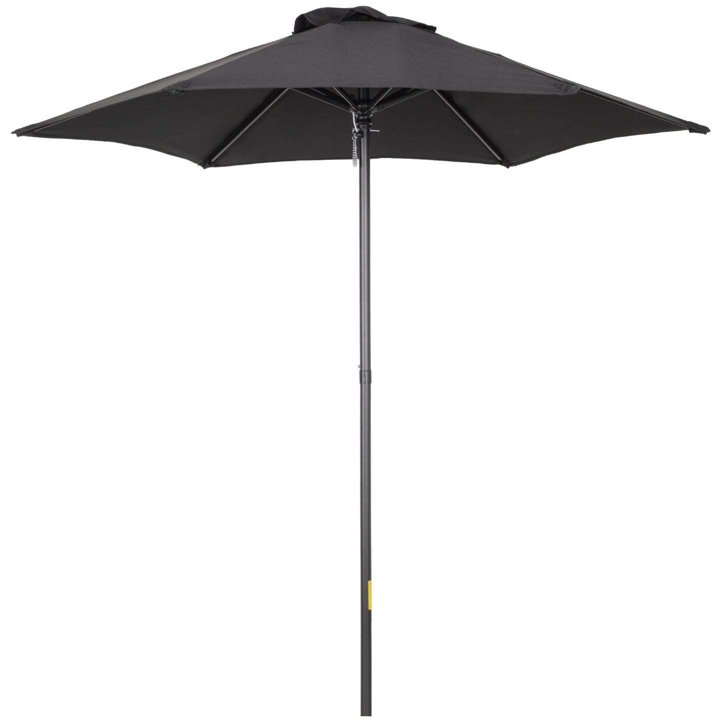 Photo of Outsunny 2m Garden Parasol Umbrella, Outdoor Sun Shade with 6 Sturdy Ribs for Balcony, Bench, Garden, Black in Black colour on a white background