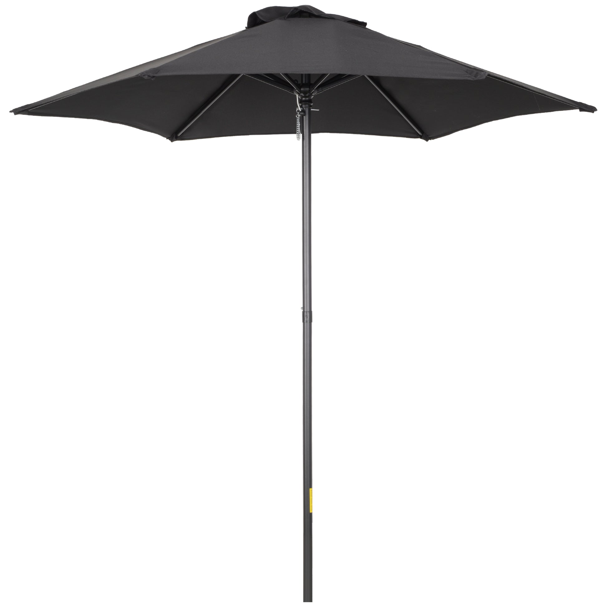 Photo of Outsunny 2m Garden Parasol Umbrella, Outdoor Sun Shade with 6 Sturdy Ribs for Balcony, Bench, Garden, Black in Black colour on a white background