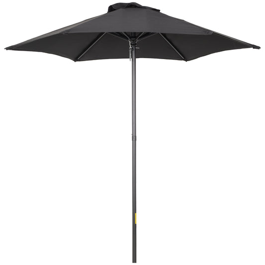 Photo of Outsunny 2m Garden Parasol Umbrella, Outdoor Sun Shade with 6 Sturdy Ribs for Balcony, Bench, Garden, Black in Black colour on a white background