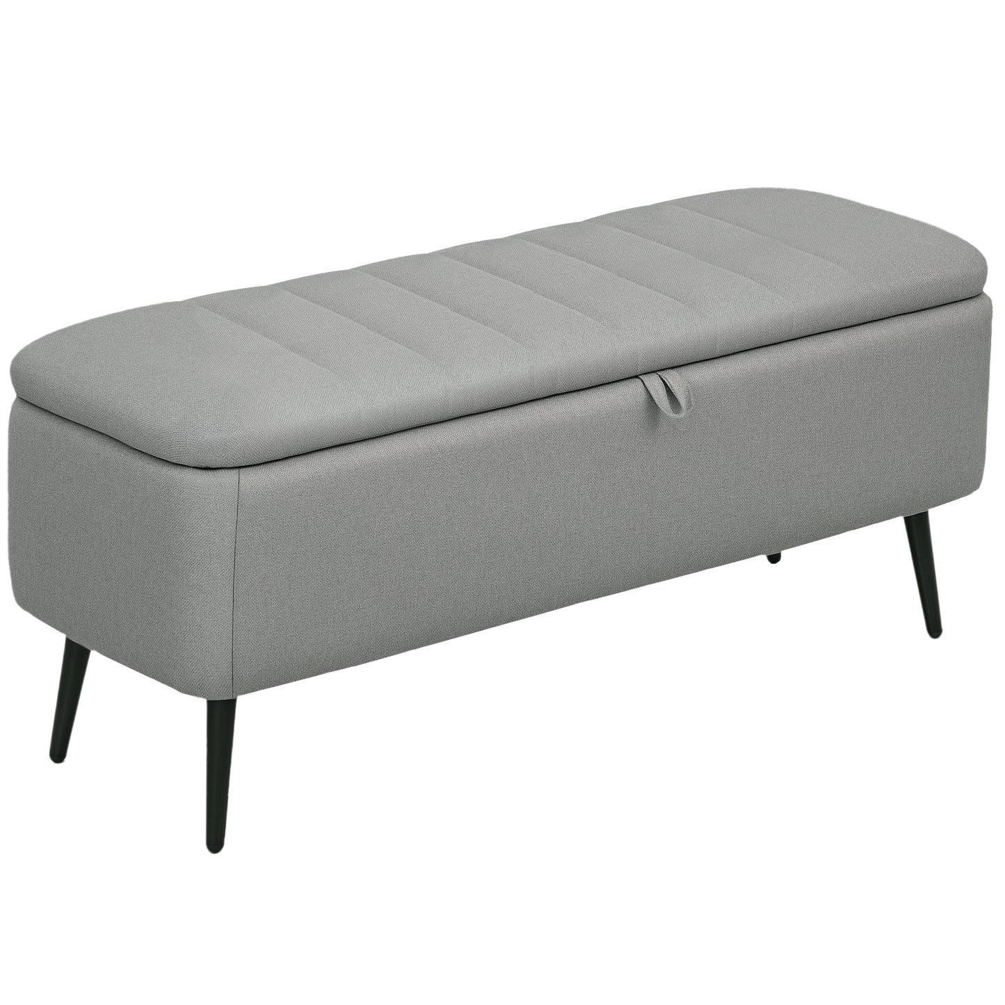 Photo of HOMCOM 92 x 31cm Linen-Look Storage Ottoman - Light Grey in Grey colour on a white background
