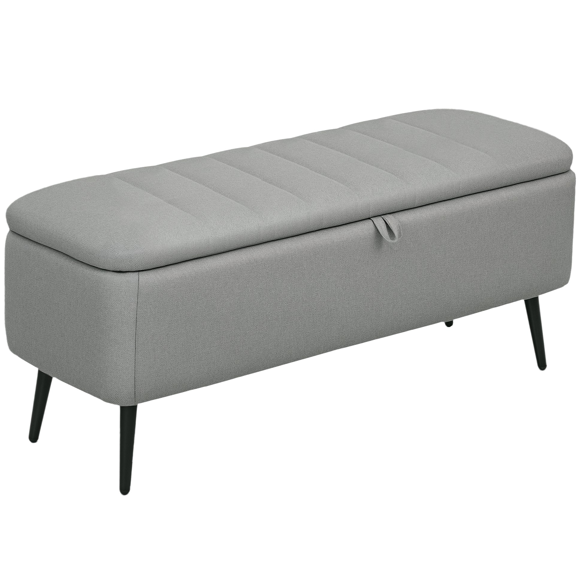 Photo of HOMCOM 92 x 31cm Linen-Look Storage Ottoman - Light Grey in Grey colour on a white background
