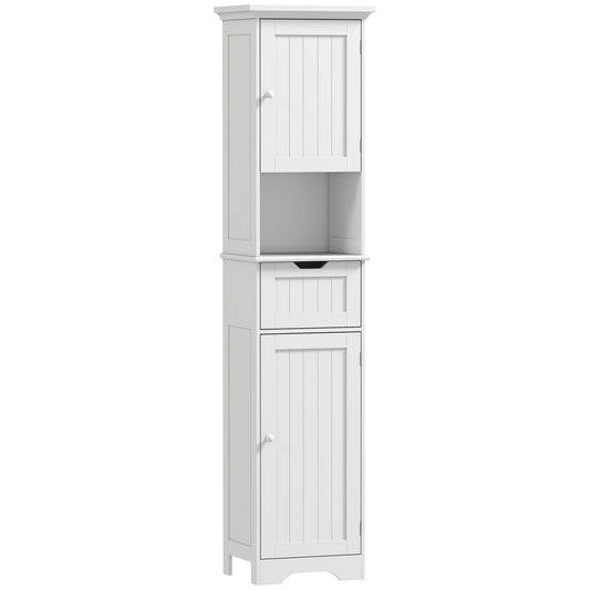 Photo of HOMCOM Slim Bathroom Storage Cabinet, with Sensor Lights - White in White colour on a white background