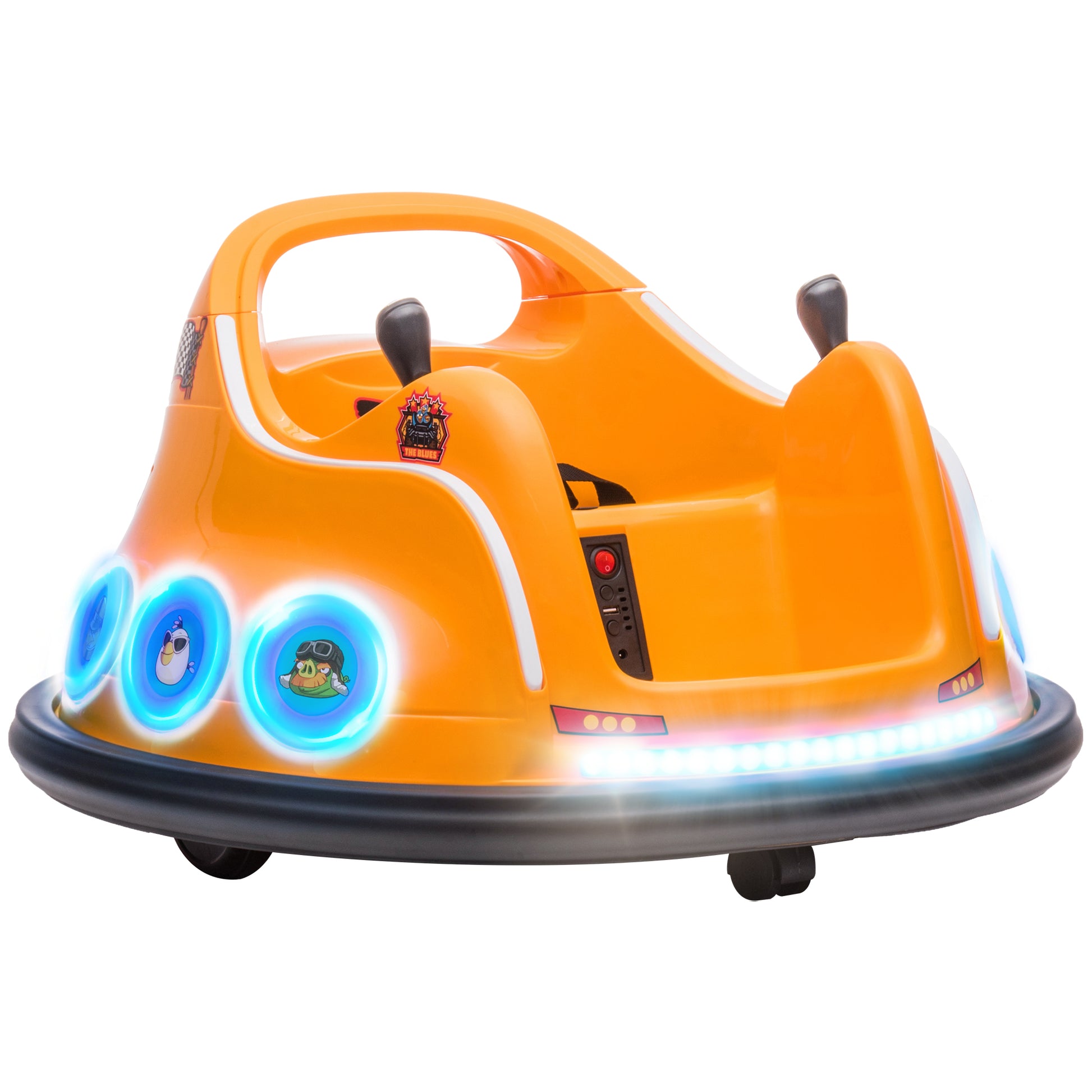 Photo of AIYAPLAY Angry Bird Licensed Waltzer Car, 12V Kids Bumper Car w/ Joysticks, Remote, Music LED Lights, Orange in Orange colour on a white background