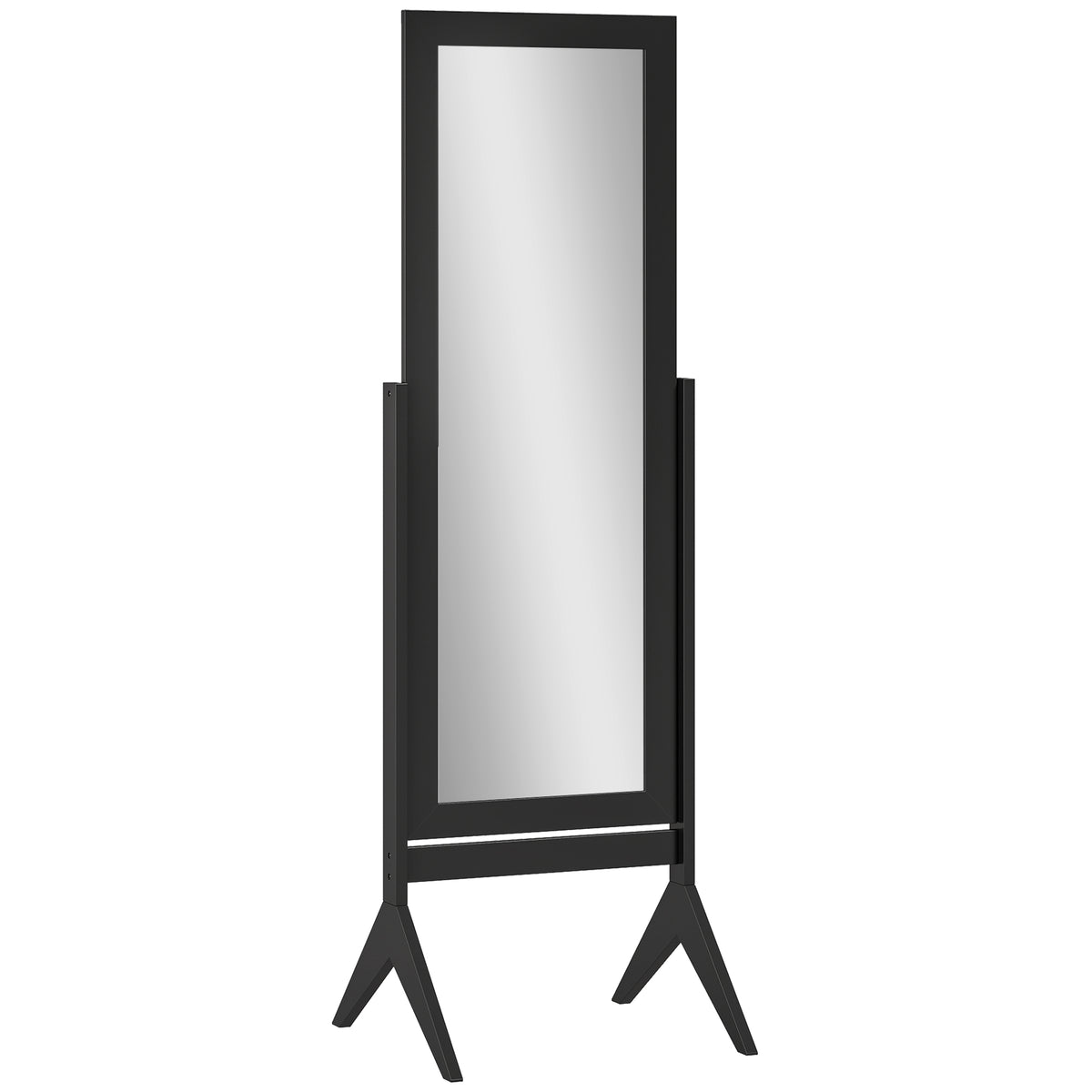 Photo of HOMCOM Freestanding Adjustable Angle Dressing Mirror, Full Length Mirror for Bedroom, Living Room, 148 x 47 cm, Black in Black colour on a white background