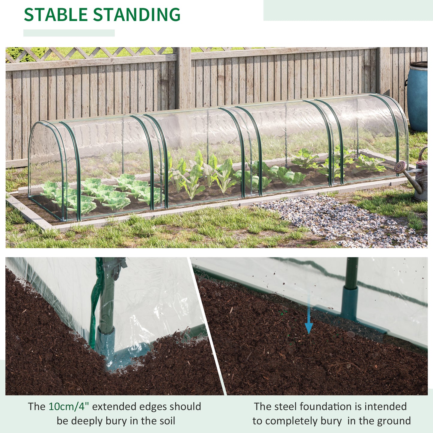 Outsunny 395  x 100 cm Low Tunnel Greenhouse - Clear