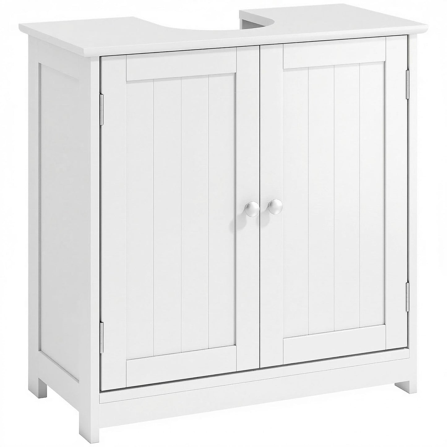 Photo of kleankin Under Sink Bathroom Cabinet, Freestanding Under Sink Cabinet with 2 Doors and Adjustable Shelf for Basin without or with Pedestal, White in White colour on a white background