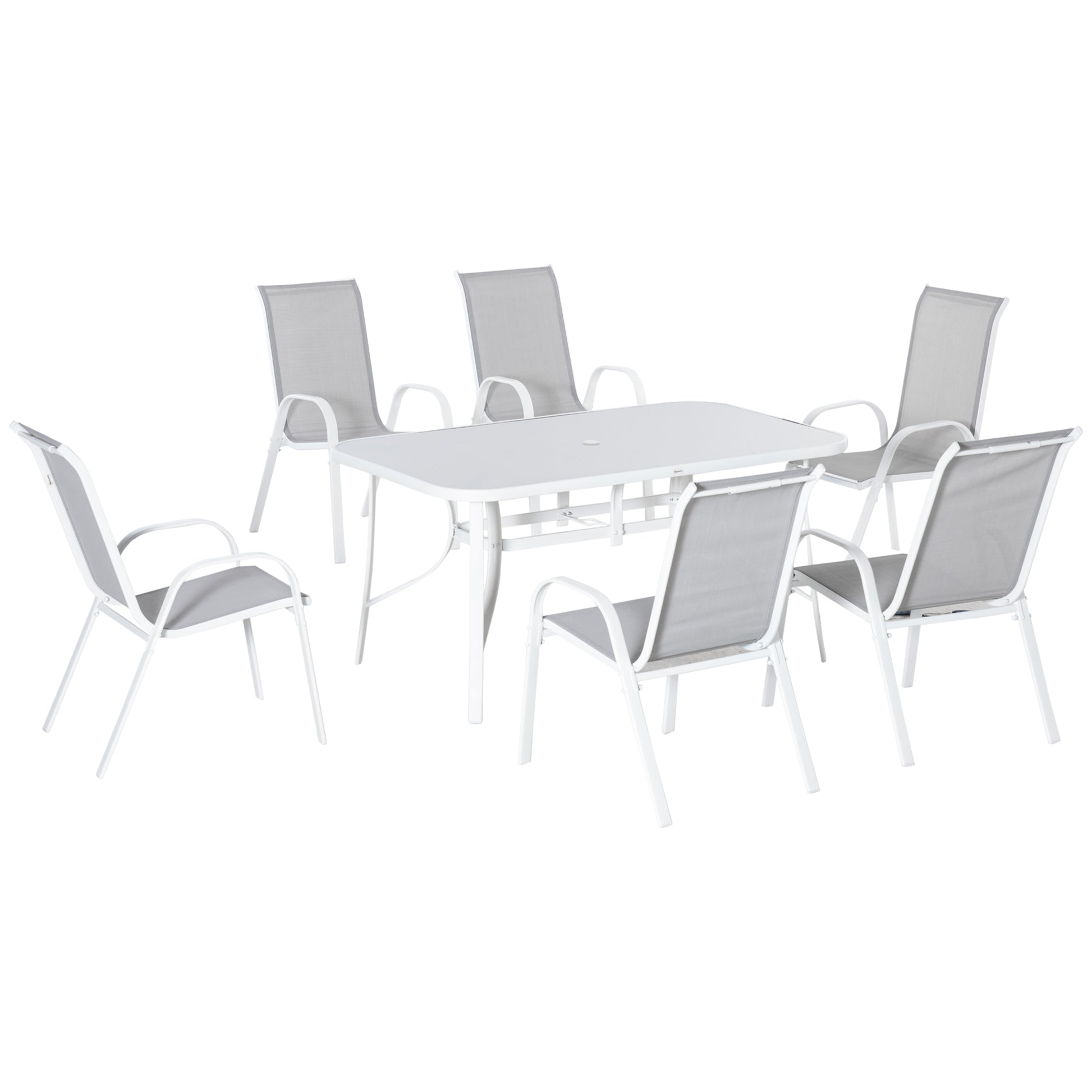 Photo of Outsunny Seven-Piece Outdoor Dining Set - Grey in Grey colour on a white background