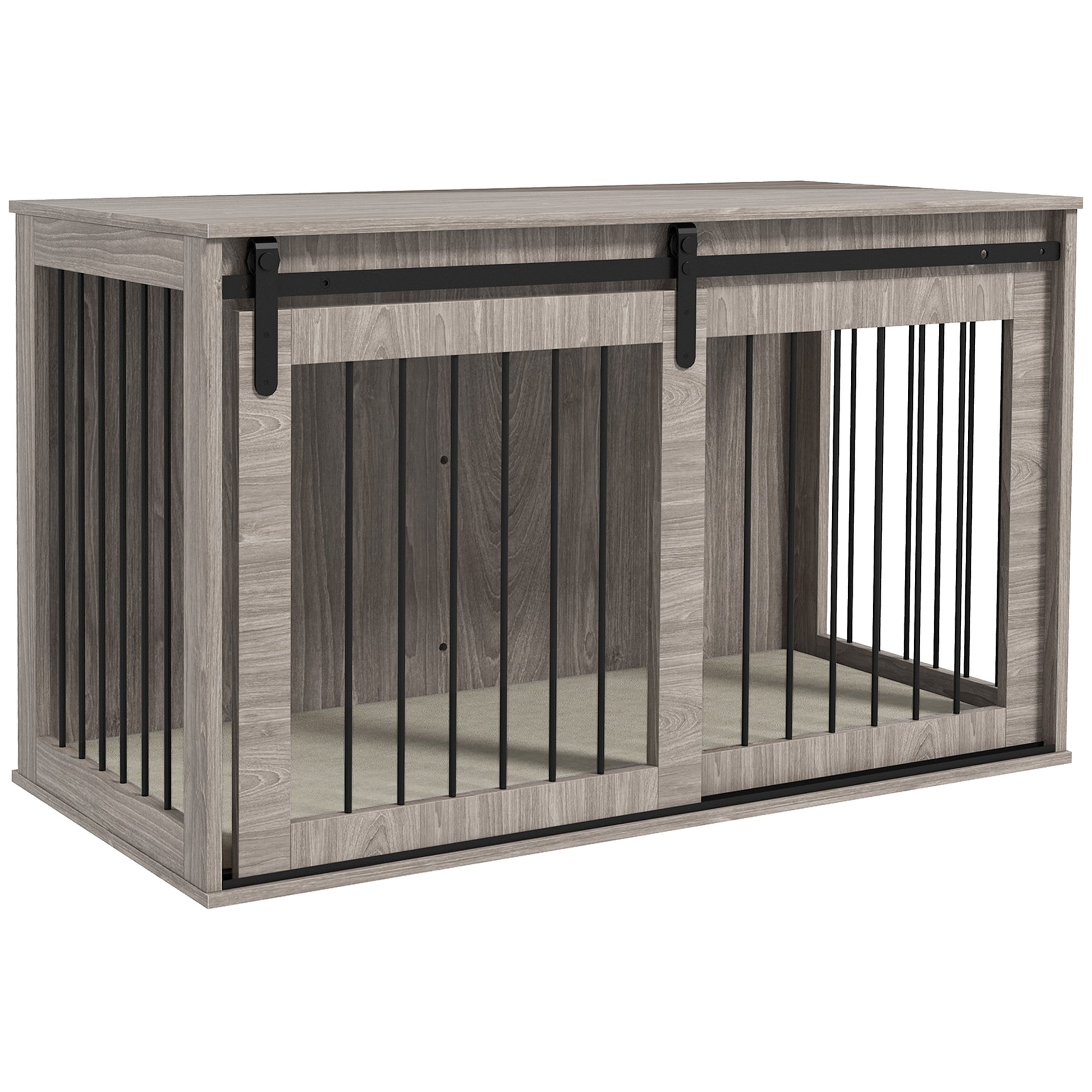 Photo of PawHut 46.46'' Dog Crate Furniture with Removable Cushion & Security Latch for Extra Large Dogs - Walnut Brown in Brown colour on a white background