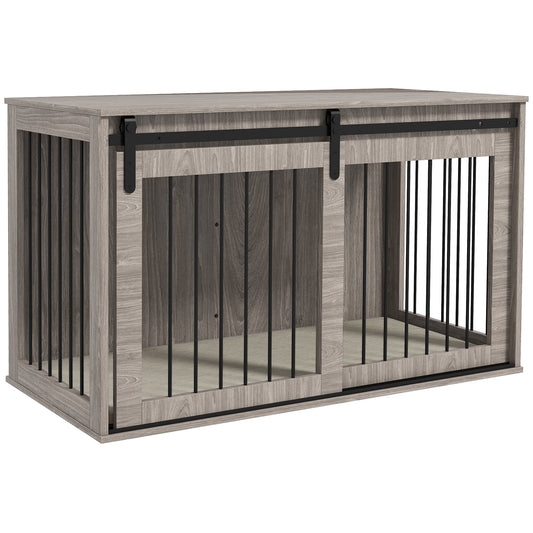 Photo of PawHut 46.46'' Dog Crate Furniture with Removable Cushion & Security Latch for Extra Large Dogs - Walnut Brown in Brown colour on a white background