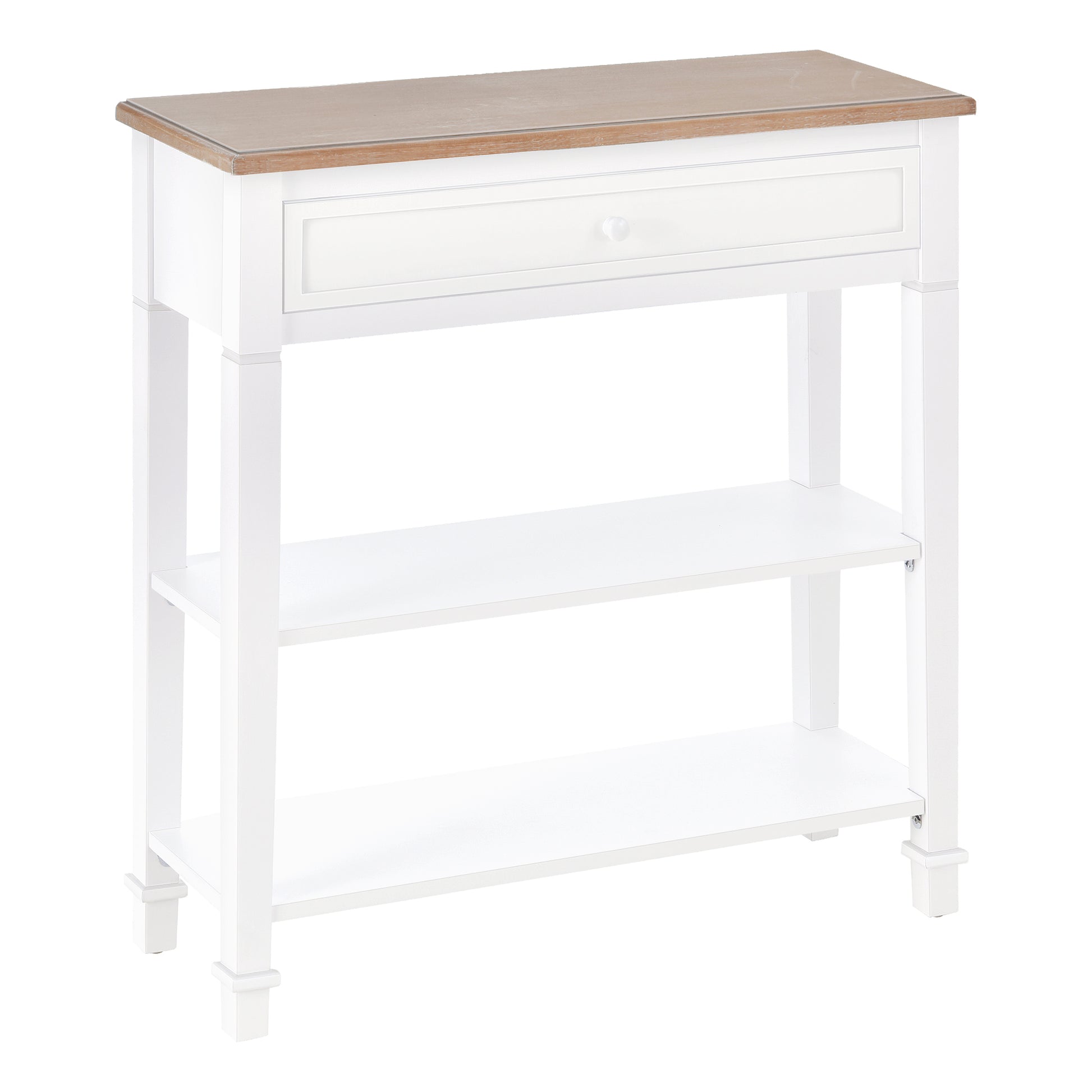 Photo of HOMCOM Console Table Hallway Side Desk 1 Drawer 2 Shelves Worktop Handle Retro Elegant Style Home Display Storage for Bedroom Livingroom in Livingroom colour on a white background