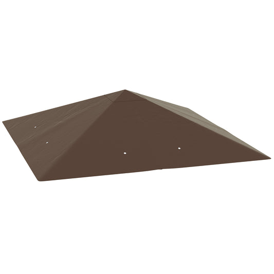 Photo of Outsunny 3 x 3(m) Gazebo Canopy Replacement Cover, Garden Gazebo Roof Replacement with Drain Holes, Water-resistant Plastic Coating, 370g/㎡, UPF30+, TOP COVER ONLY, Brown in Brown colour on a white background