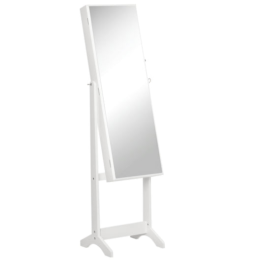 HOMCOM white full-length mirror cabinet on an adjustable freestanding stand