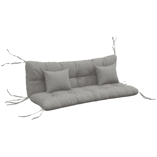 Photo of Outsunny Back and Seat Cushion Replacement with 2 Pillows, Patio Chair Cushions Set with Ties, Light Grey in Grey colour on a white background