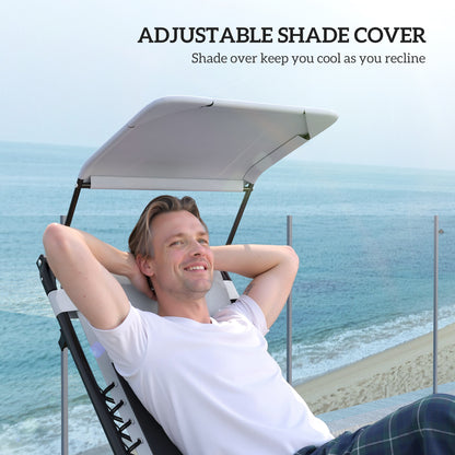 Outsunny reclining lounge chair with adjustable shade cover and padded headrest