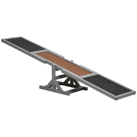 Photo of PawHut Wooden Pet Seesaw for Big Dogs, Dog Agility Equipment with Anti-Slip Surface - Grey in Grey colour on a white background