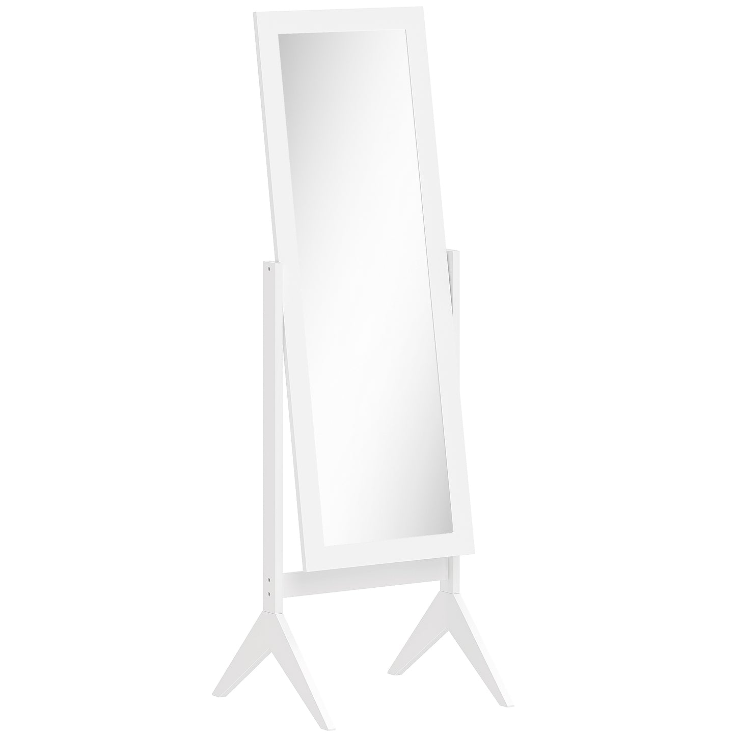 Photo of HOMCOM Full Length Mirror, Freestanding Adjustable Angle Dressing Mirror for Bedroom, Living Room, 148 x 47 cm, White in White colour on a white background