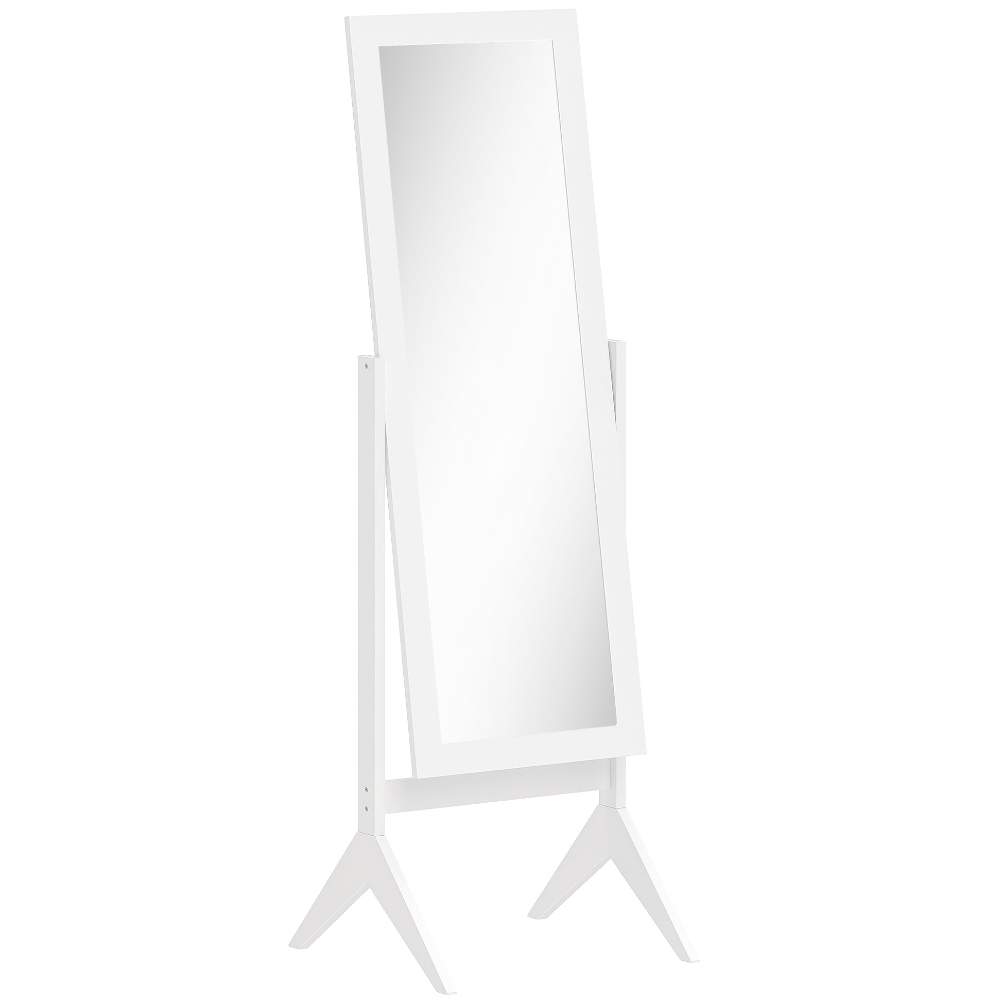 Photo of HOMCOM Full Length Mirror, Freestanding Adjustable Angle Dressing Mirror for Bedroom, Living Room, 148 x 47 cm, White in White colour on a white background
