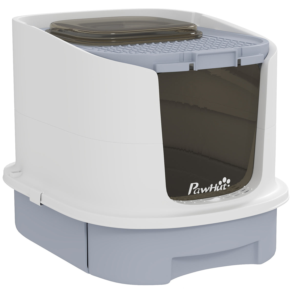 PawHut top-entry cat litter box with lid, front flap and pull-out base