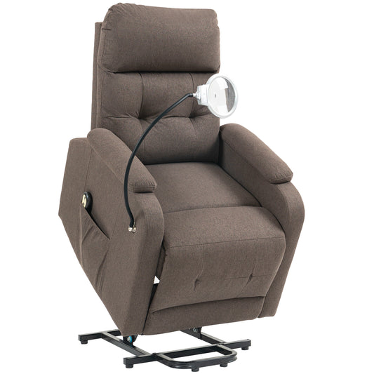 Photo of HOMCOM Electric Rise/Recline Armchair, with Reading Light - Brown in Brown colour on a white background