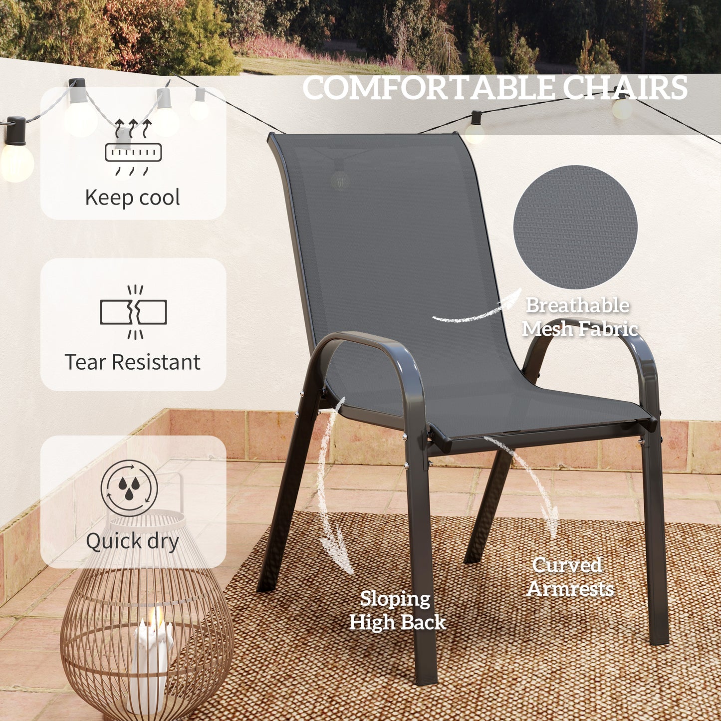 Outsunny Three-Piece Outdoor Garden Set - Grey