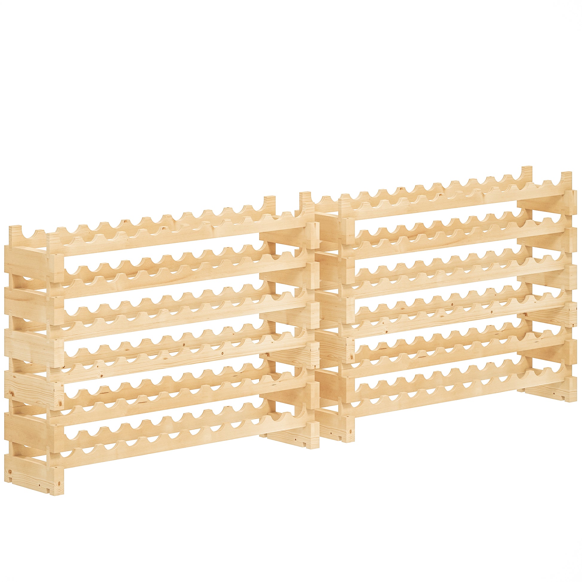 Photo of HOMCOM Six-Tier, 72 Bottle Wooden Wine Rack Set of 2 - Natural in Natural colour on a white background