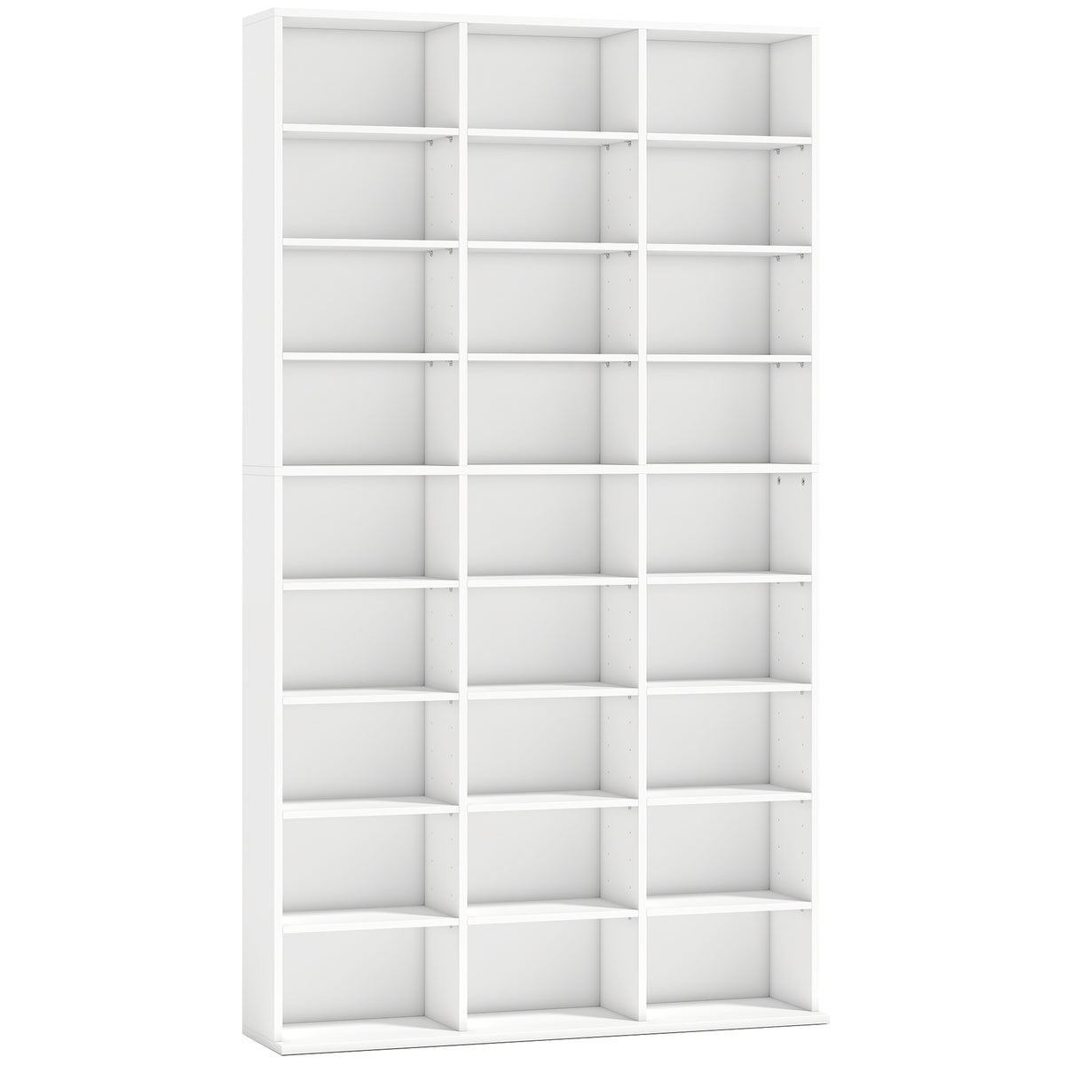 Photo of HOMCOM 835 CD/500 DVD Storage Unit, Blu-ray Media Storage Shelf with 27 Compartments and 21 Adjustable Shelves, White in White colour on a white background