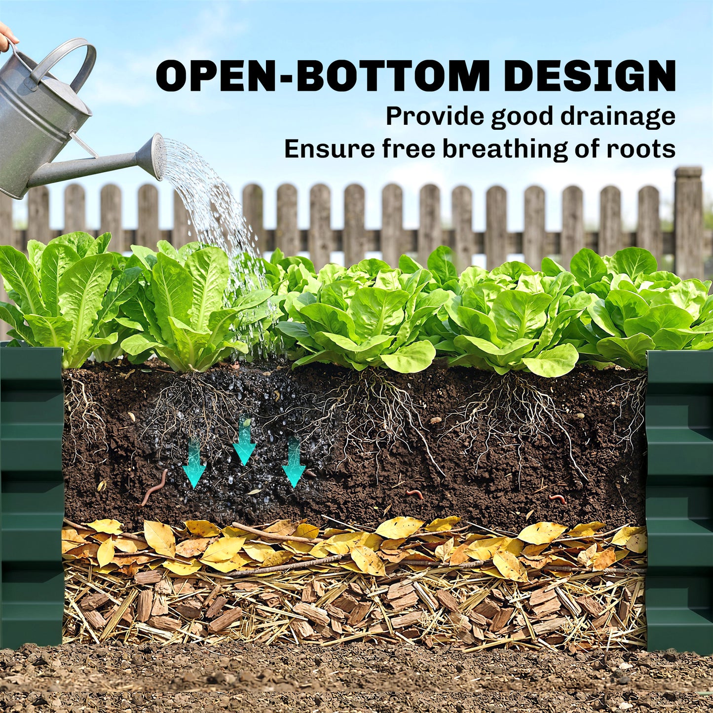 Outsunny Set of Two 110 x 65cm Steel Planter Boxes - Green