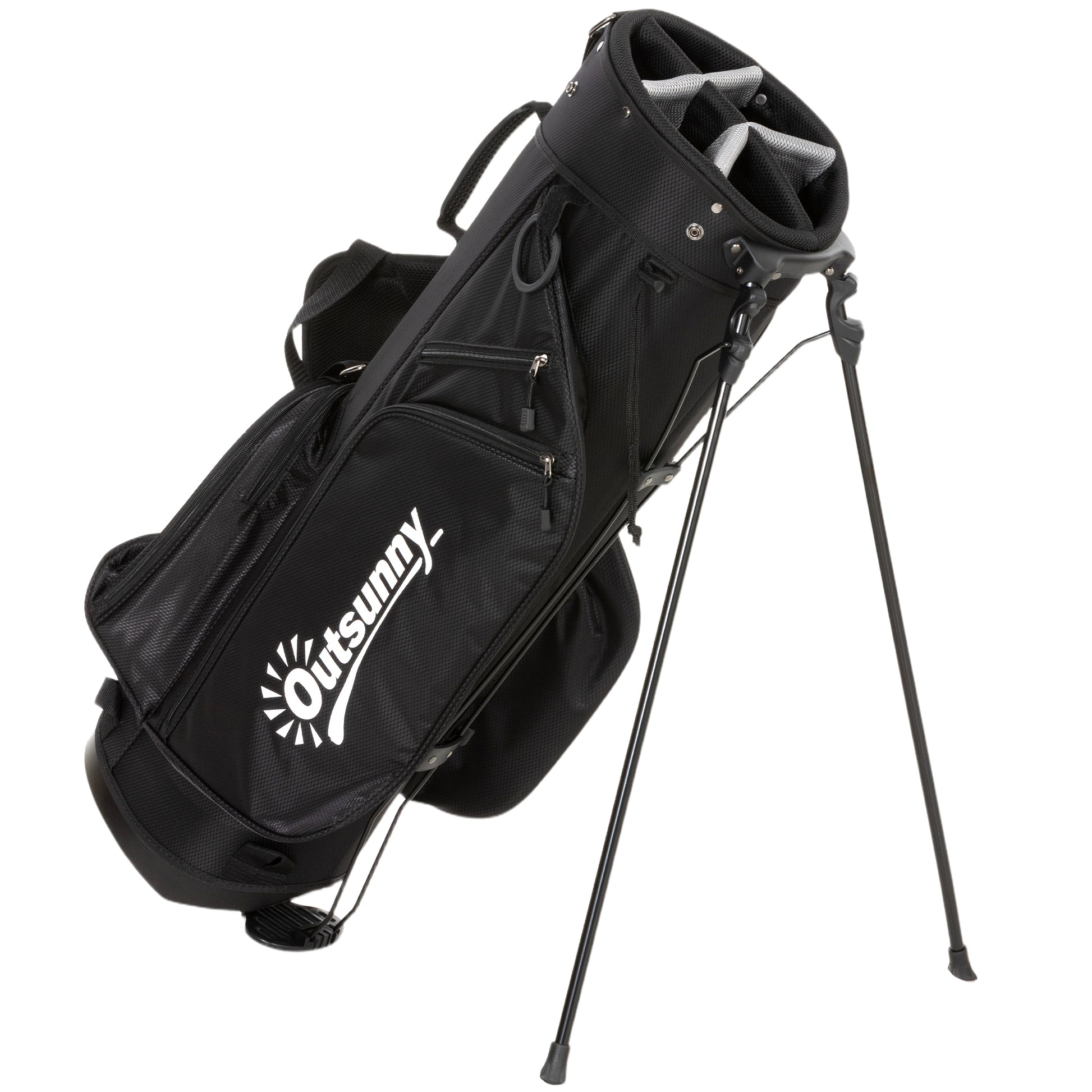 Photo of Outsunny Golf Stand Bag 6 Way Full-Length Dividers, Waterproof Golf Bag with 5 Pockets, Grey in Grey colour on a white background