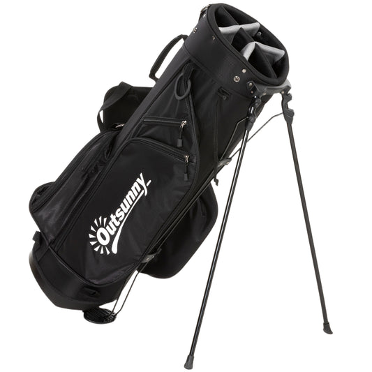 Photo of Outsunny Golf Stand Bag 6 Way Full-Length Dividers, Waterproof Golf Bag with 5 Pockets, Grey in Grey colour on a white background