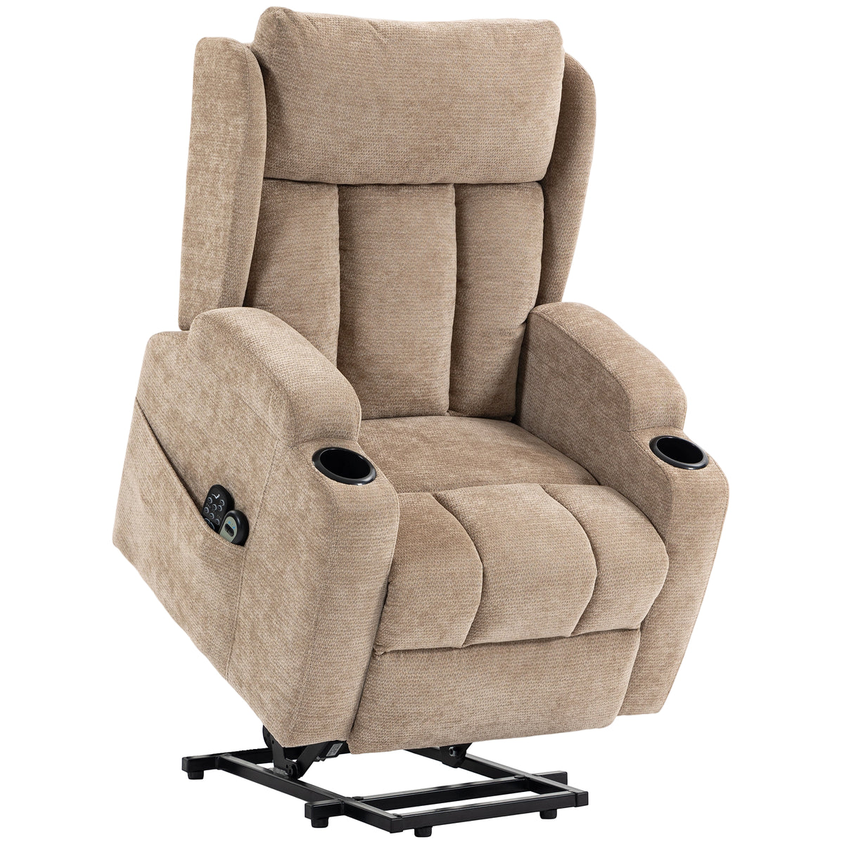 Photo of HOMCOM Power Lift Recliner Chair with Vibration Massage and Heat, Chenille Riser and Recliner Armchair for Elderly, Brown in Brown colour on a white background