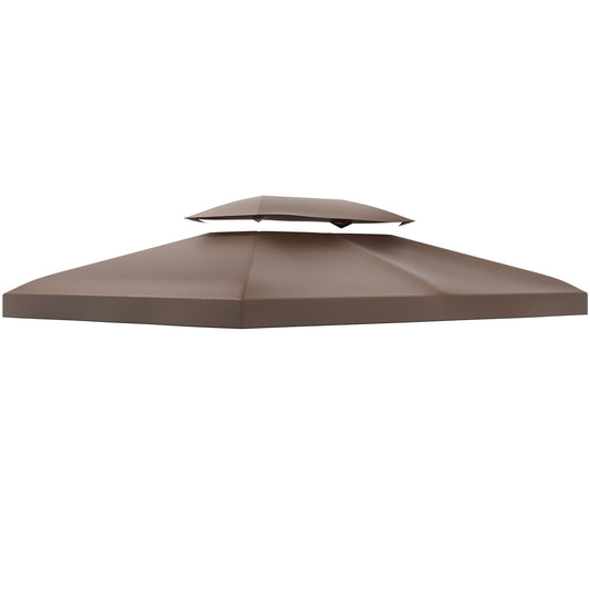 Photo of Outsunny 3x4m Gazebo Replacement Roof Canopy 2 Tier Top UV Cover Garden Patio Outdoor Sun Awning Shelters, Brown  (TOP COVER ONLY) in ONLY) colour on a white background