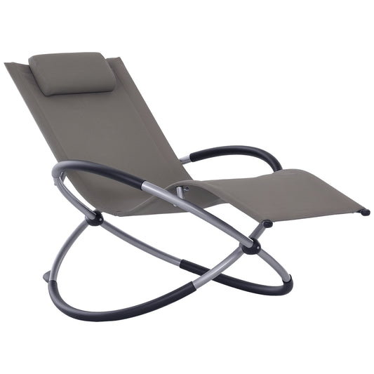 Photo of Outsunny Outdoor Orbital Lounger Zero Gravity Patio Chaise Sun Lounger Foldable Rocking Chair with Pillow, Grey in Grey colour on a white background