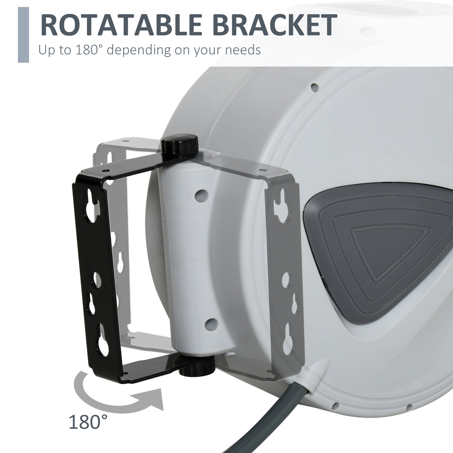 DURHAND Retractable Air Hose Reel, Wall Mount Auto Rewind Hose- Reel, 10m+ 90cm Diameter 3/ 8" 9.5mm, Connector 1/ 4" BSP, Grey