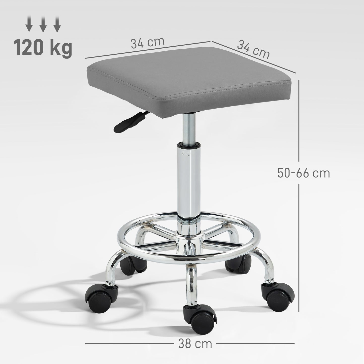 HOMCOM Faux Leather Padded Salon Stool - Grey