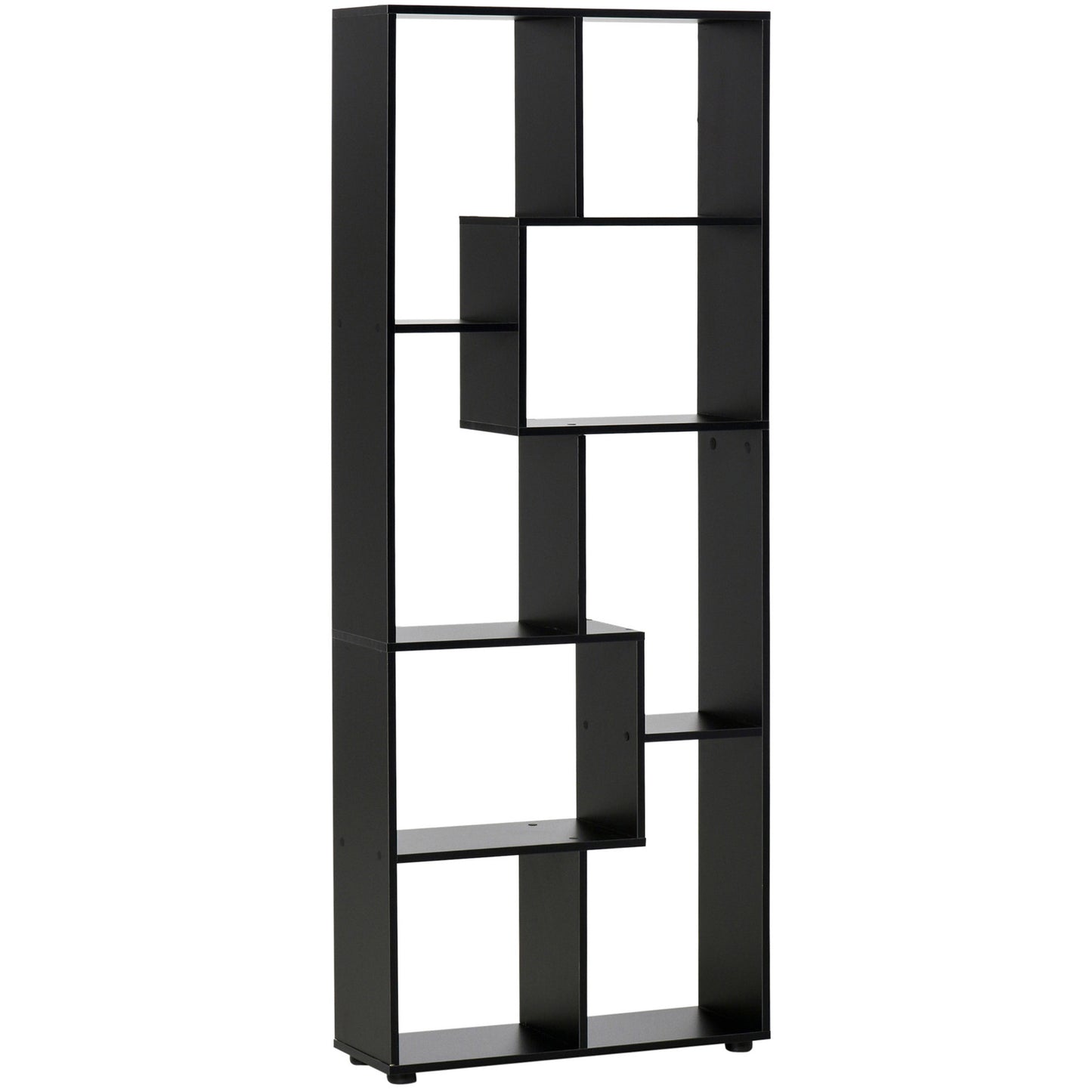 Photo of HOMCOM 8-Tier Freestanding Bookcase w/ Melamine Surface Anti-Tipping Foot Pads Home Display Storage Grid Stand Bedroom Living Room Furniture Modern Style - Black in Black colour on a white background