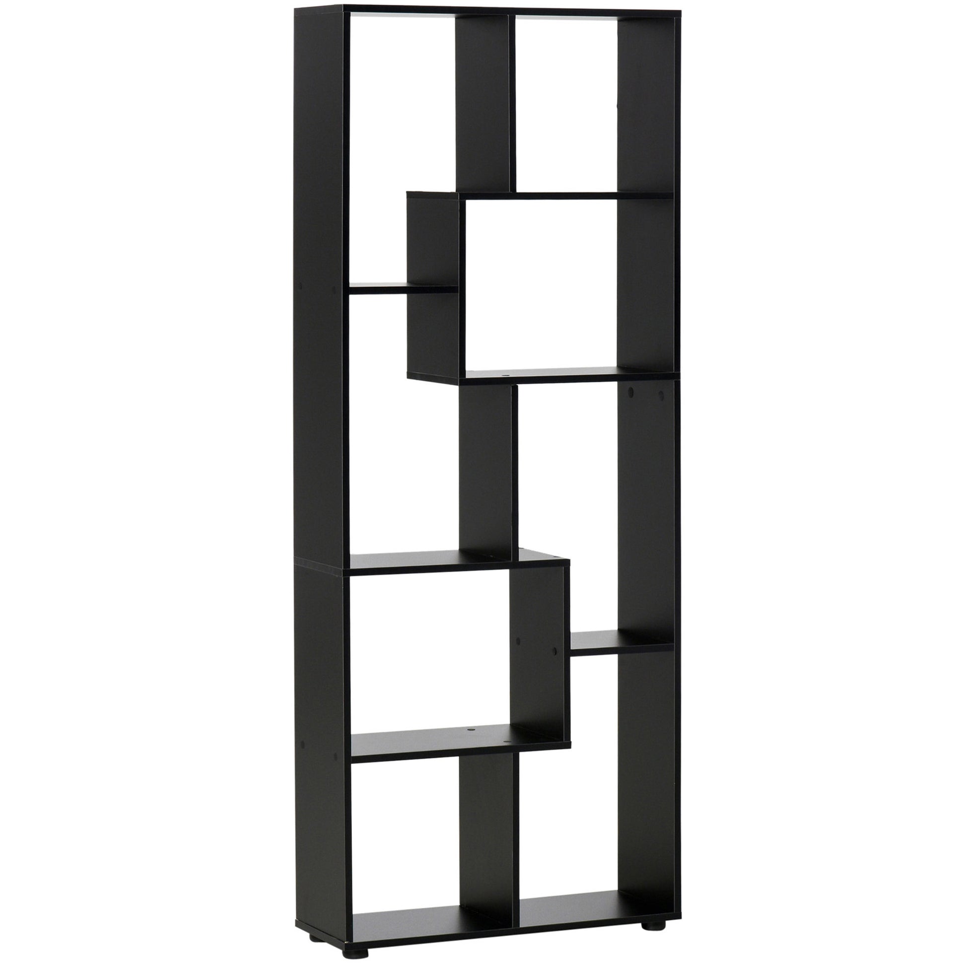 Photo of HOMCOM 8-Tier Freestanding Bookcase w/ Melamine Surface Anti-Tipping Foot Pads Home Display Storage Grid Stand Bedroom Living Room Furniture Modern Style - Black in Black colour on a white background
