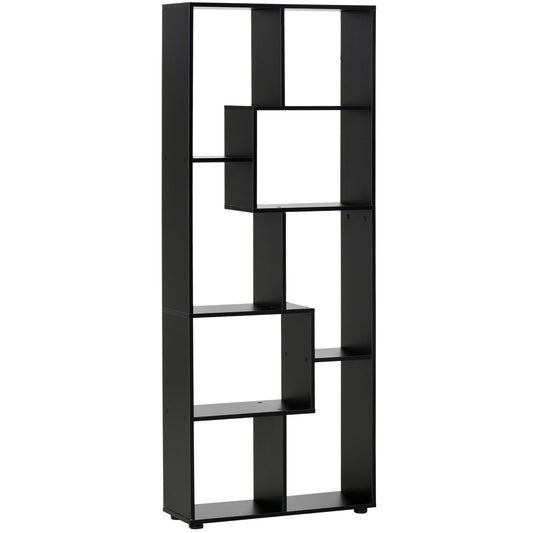 Photo of HOMCOM 8-Tier Freestanding Bookcase w/ Melamine Surface Anti-Tipping Foot Pads Home Display Storage Grid Stand Bedroom Living Room Furniture Modern Style - Black in Black colour on a white background