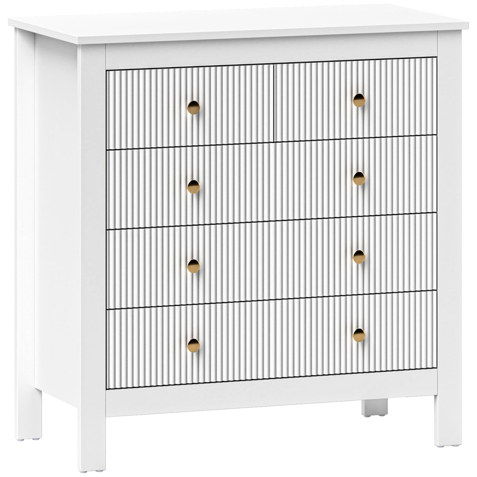 Photo of HOMCOM Elegant Chest of Five Drawers - White in White colour on a white background
