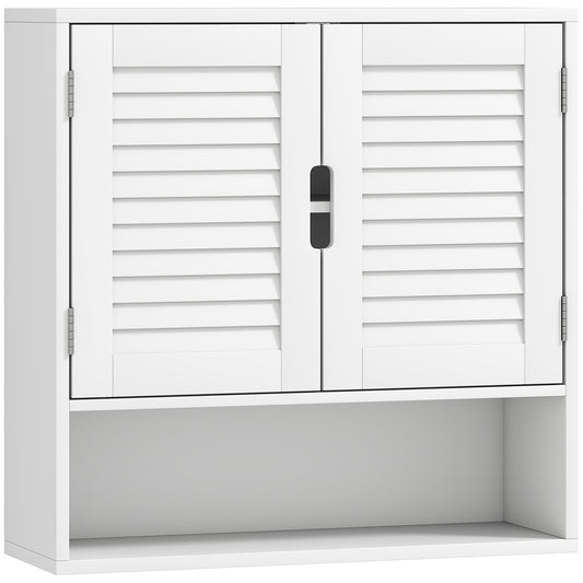 Photo of HOMCOM Bathroom Cabinet, Wall Mounted Storage Cabinet with Adjustable Shelves, 60 x 20 x 60 cm, White in White colour on a white background