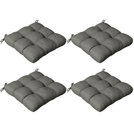 Photo of Outsunny 4-Piece Seat Cushion Pillows Replacement, Patio Chair Cushions Set with Ties for Indoor Outdoor, Charcoal Grey in Grey colour on a white background