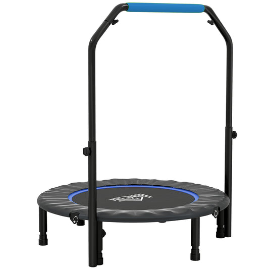 Photo of HOMCOM 40" Foldable Mini Fitness Trampoline, with Adjustable Foam Handle, Blue in Blue colour on a white background