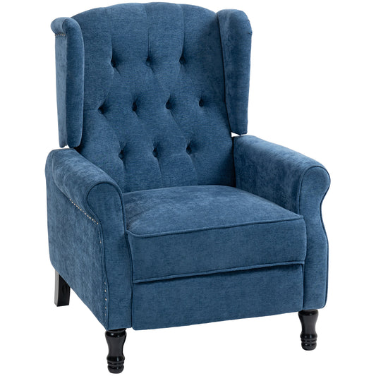 Photo of HOMCOM 150° Reclining Vintage Armchair, with footrest, Royal Blue in Blue colour on a white background
