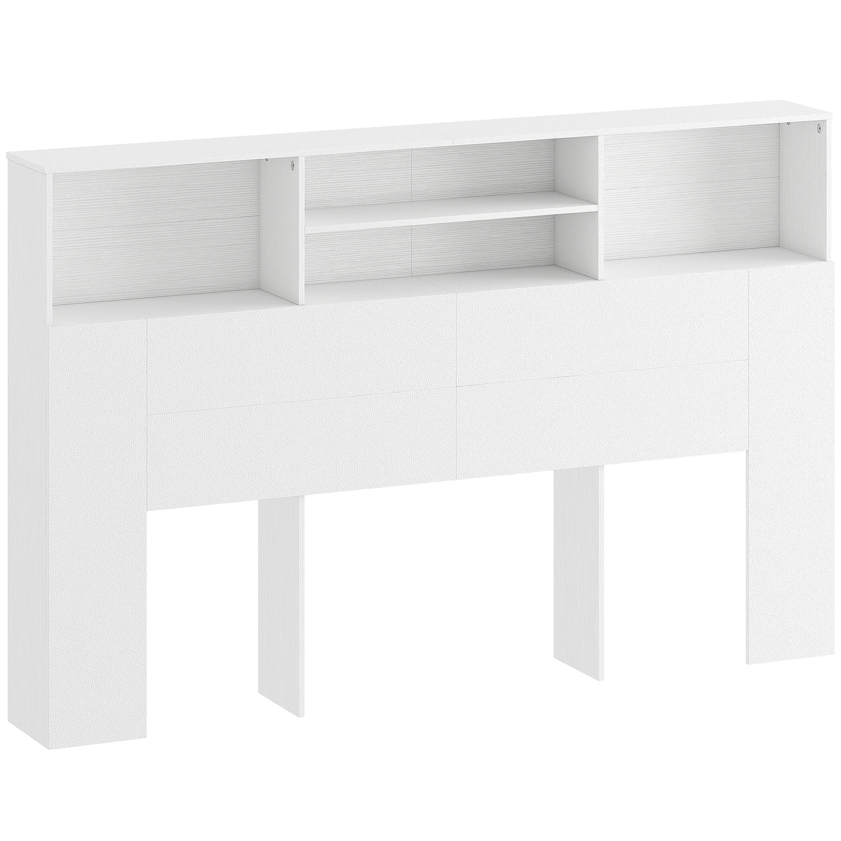 Photo of HOMCOM King-Size Headboard with Storage, Freestanding Bed Headboard with 4 Open Compartments for Bedroom, White in White colour on a white background