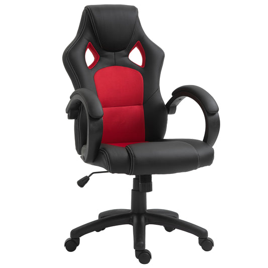 Photo of Vinsetto Office Chair Faux Leather Swivel Computer Desk Chair for Home Office with Wheels Armrests Black in Black colour on a white background