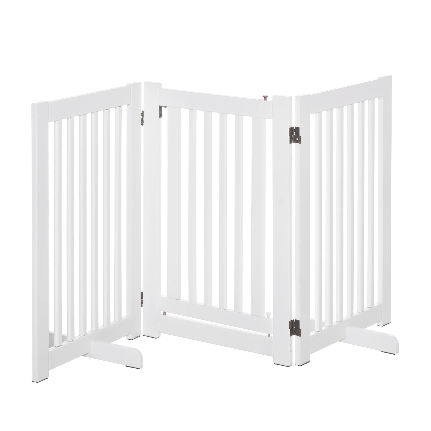 Photo of PawHutPet Gates MDF Freestanding Expandable Dog Gate Wood Doorway Pet Barrier Fence w/ Latched Door White in White colour on a white background