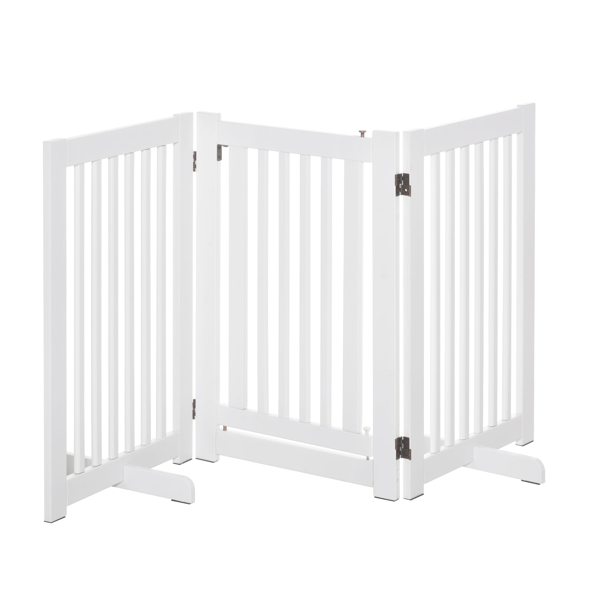 Photo of PawHutPet Gates MDF Freestanding Expandable Dog Gate Wood Doorway Pet Barrier Fence w/ Latched Door White in White colour on a white background