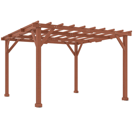Photo of Outsunny 3.3 x 3.3 m Wooden Pergola Kit, Graden Pergola Gazebo Grape Trellis with Stable Structure for Climbing Vines, Flowers in Flowers colour on a white background