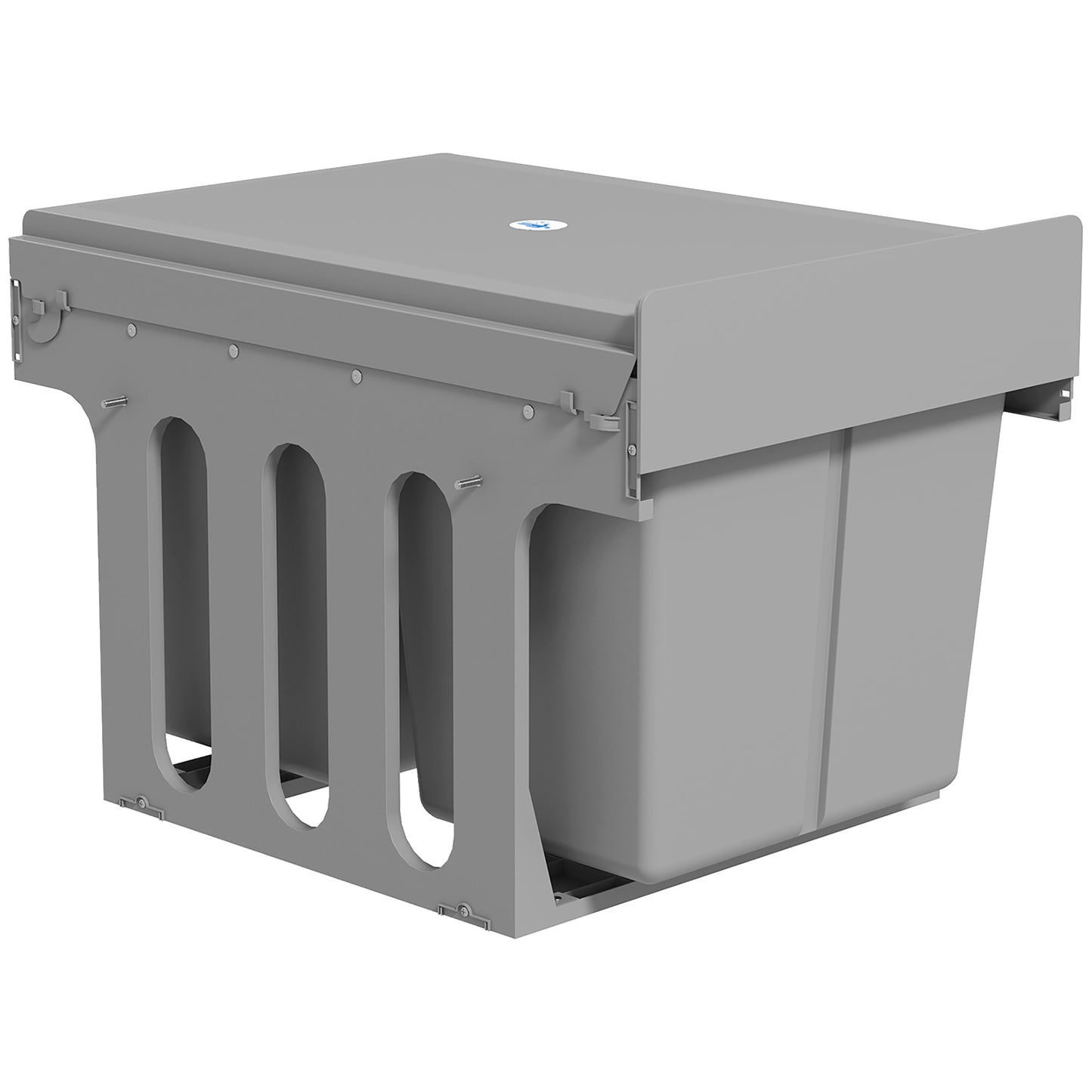 Photo of HOMCOM Pull Out Bin, Under Sink Bin - 2 Removable Compartments (15L Each) for 400mm Cabinets, Light Grey in Grey colour on a white background